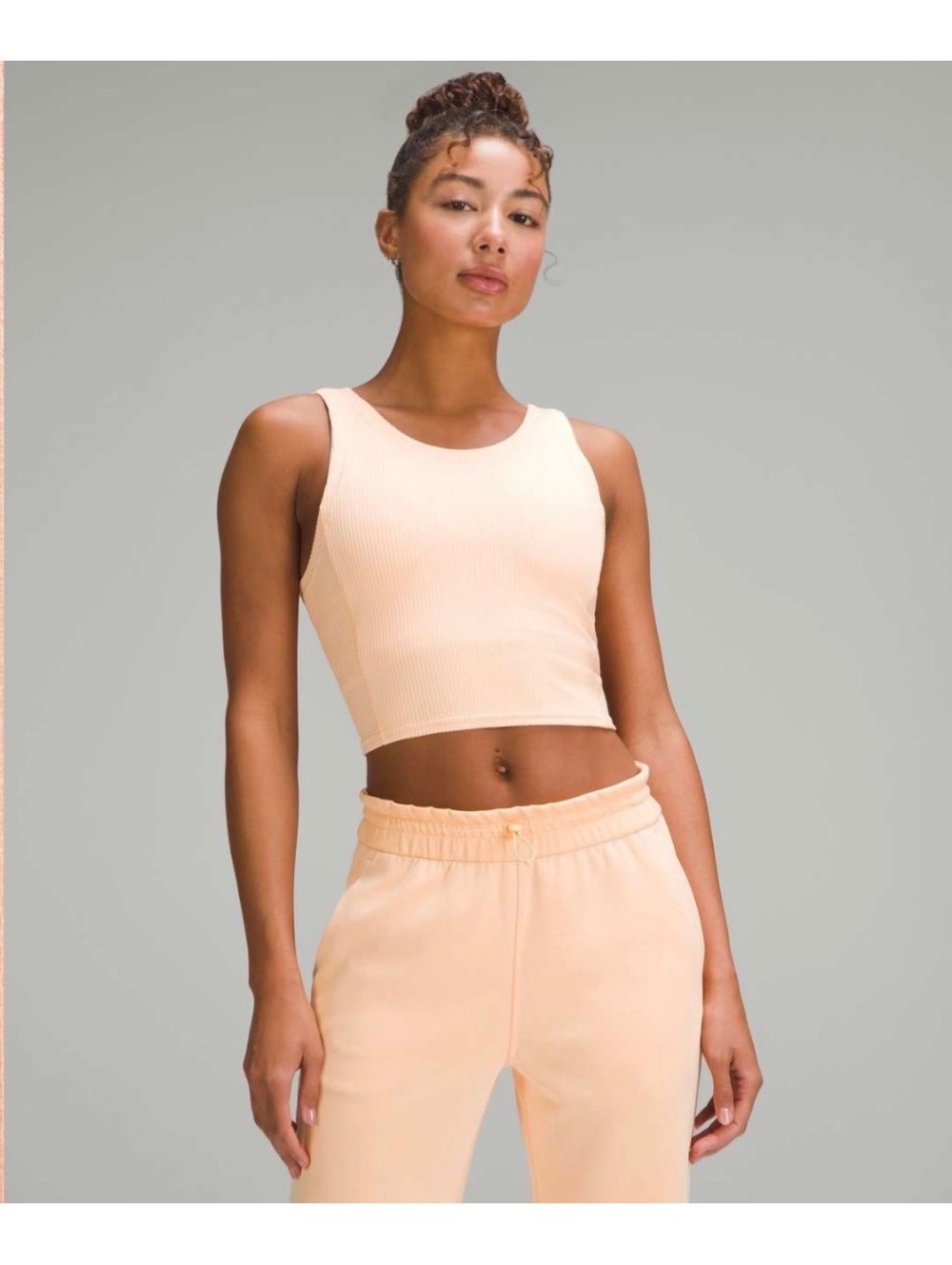 Lululemon Ribbed Softstreme Cropped Tank Top In Peach Bellini